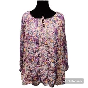 Figueroa & Flower - Floral blouse great for Spring and Easter petite XL
